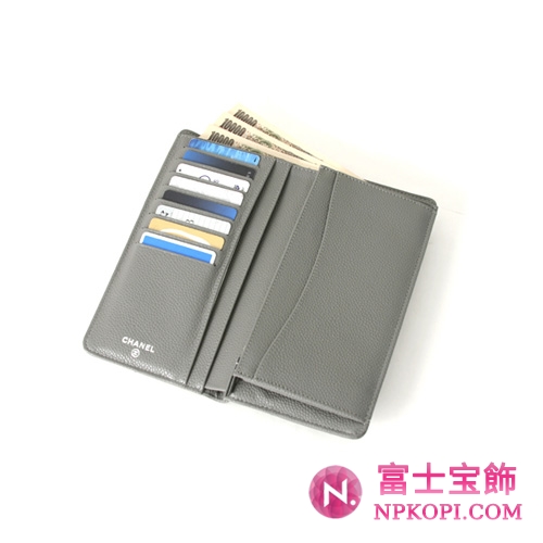 シャネル マトラッセライン キャビアスキン 長財布 グレー A31509